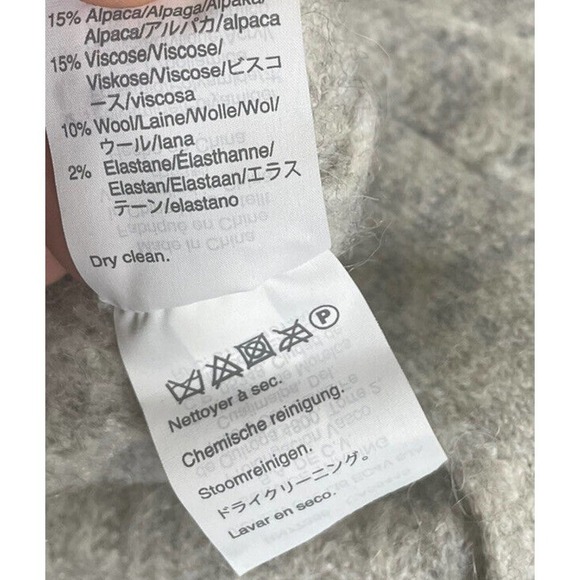 J Crew Point Sur Gray Ribbed Sweater Back‎ Buttons Womens XS Oversized Alpaca - Picture 9 of 9